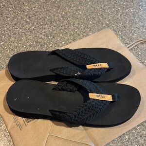 Reef Black Braided Thong Flip Flops